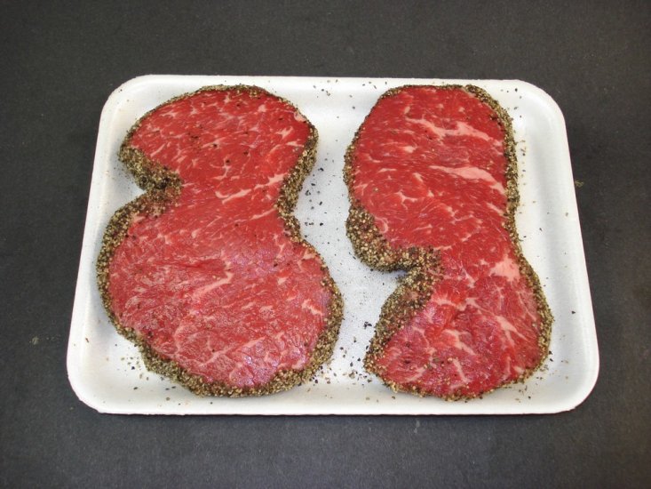 Pepper Crusted Boneless Rib Eye Steaks - Click Image to Close